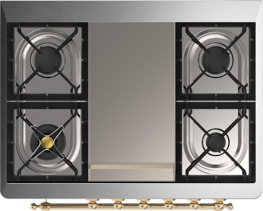 Ilve UM36FQNR3BGGLP Blue Grey With Brass Trim, Liquid Propane
