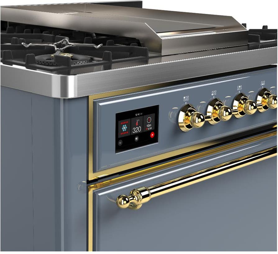 Ilve UM36FQNR3BGGLP Blue Grey With Brass Trim, Liquid Propane