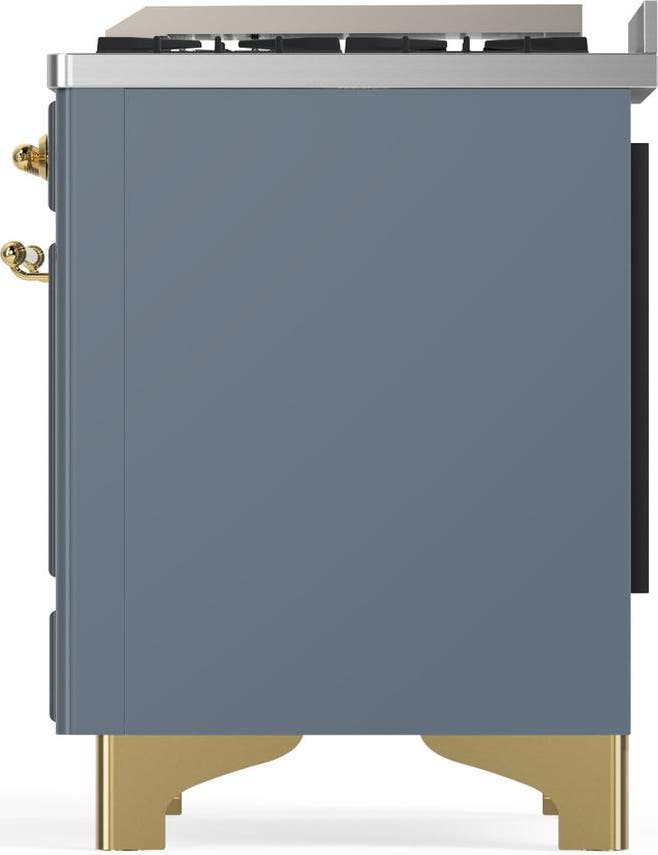 Ilve UM36FQNR3BGGLP Blue Grey With Brass Trim, Liquid Propane