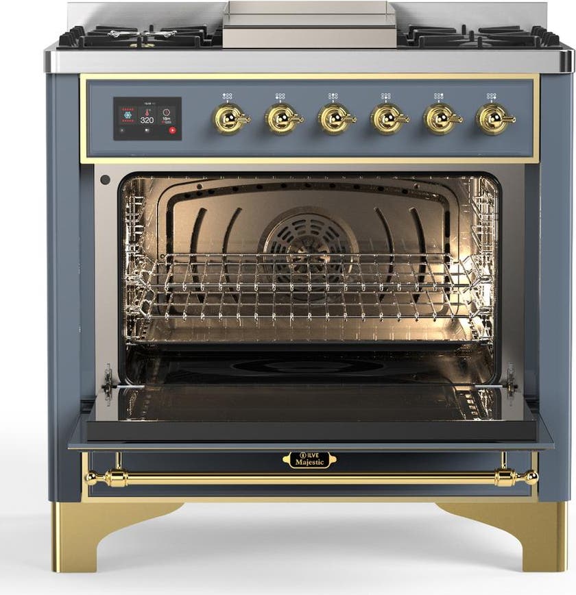 Ilve UM36FQNR3BGG Blue Grey With Brass Trim, Natural Gas