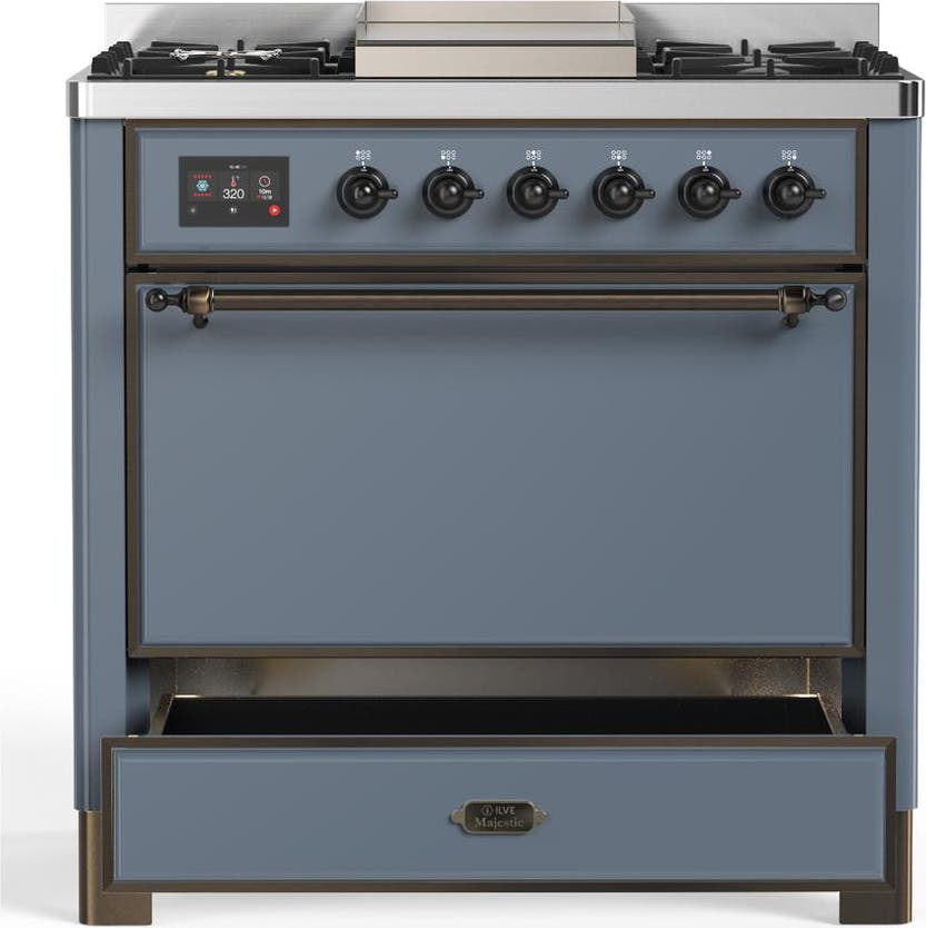Ilve UM36FQNR3BGBLP Blue Grey With Burnished Trim, Liquid Propane