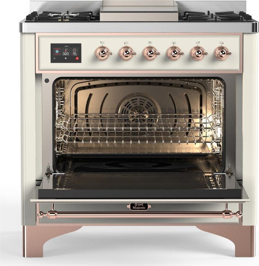 Ilve UM36FQNR3AWP Antique White With Copper Trim, Natural Gas