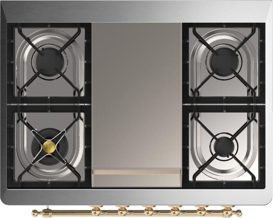 Ilve UM36FQNR3AWG Antique White With Brass Trim, Natural Gas