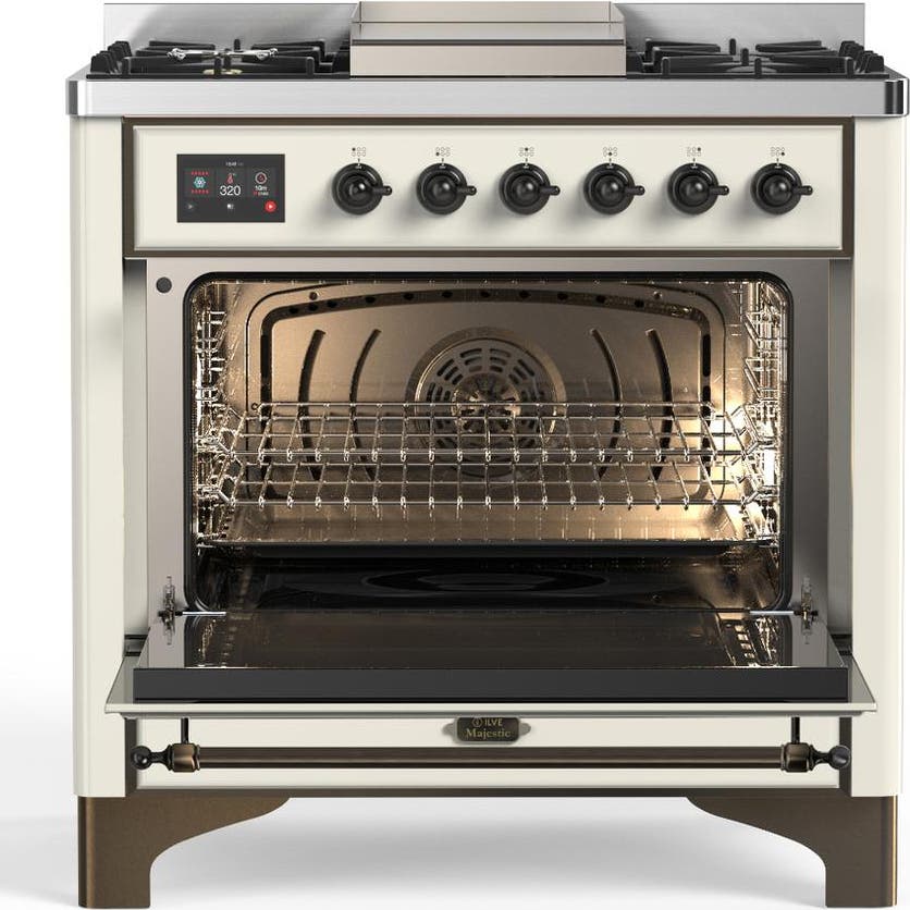 Ilve UM36FQNR3AWBLP Antique White With Burnished Trim, Liquid Propane