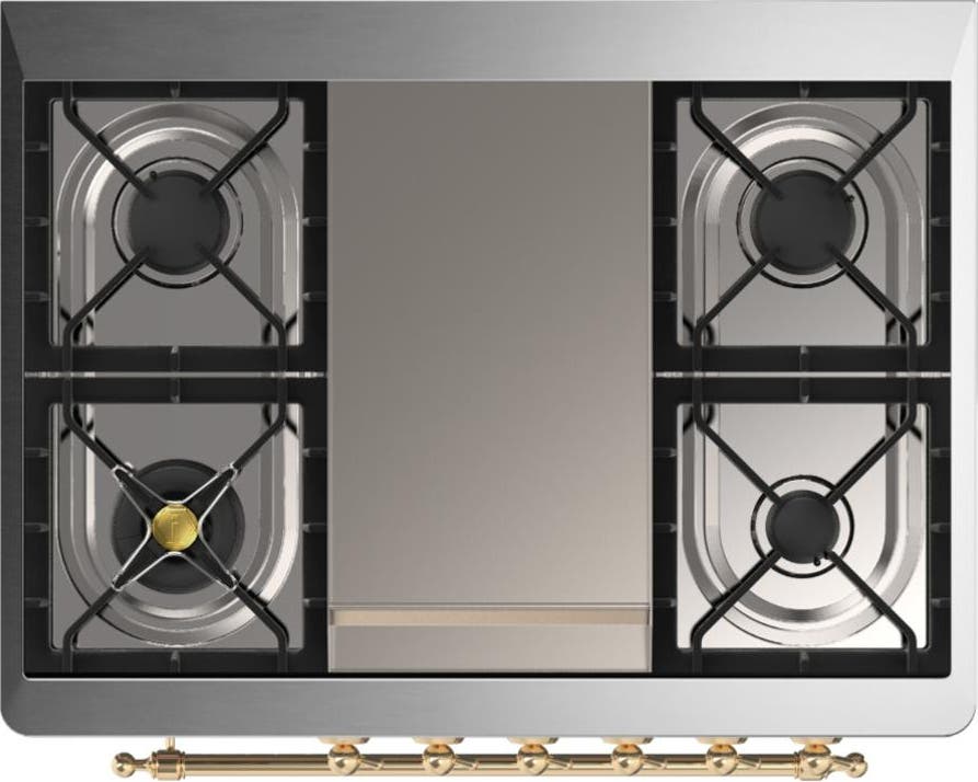 Ilve UM36FNR3WHGLP White With Brass Trim, Liquid Propane
