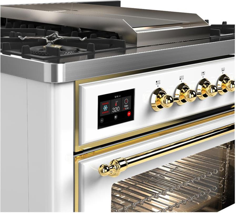 Ilve UM36FNR3WHGLP White With Brass Trim, Liquid Propane