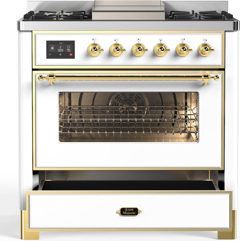 Ilve UM36FNR3WHG White With Brass Trim, Natural Gas