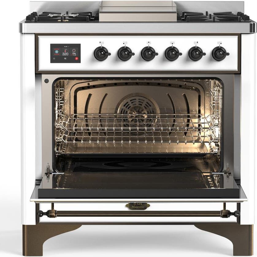 Ilve UM36FNR3WHBLP White With Burnished Trim, Liquid Propane