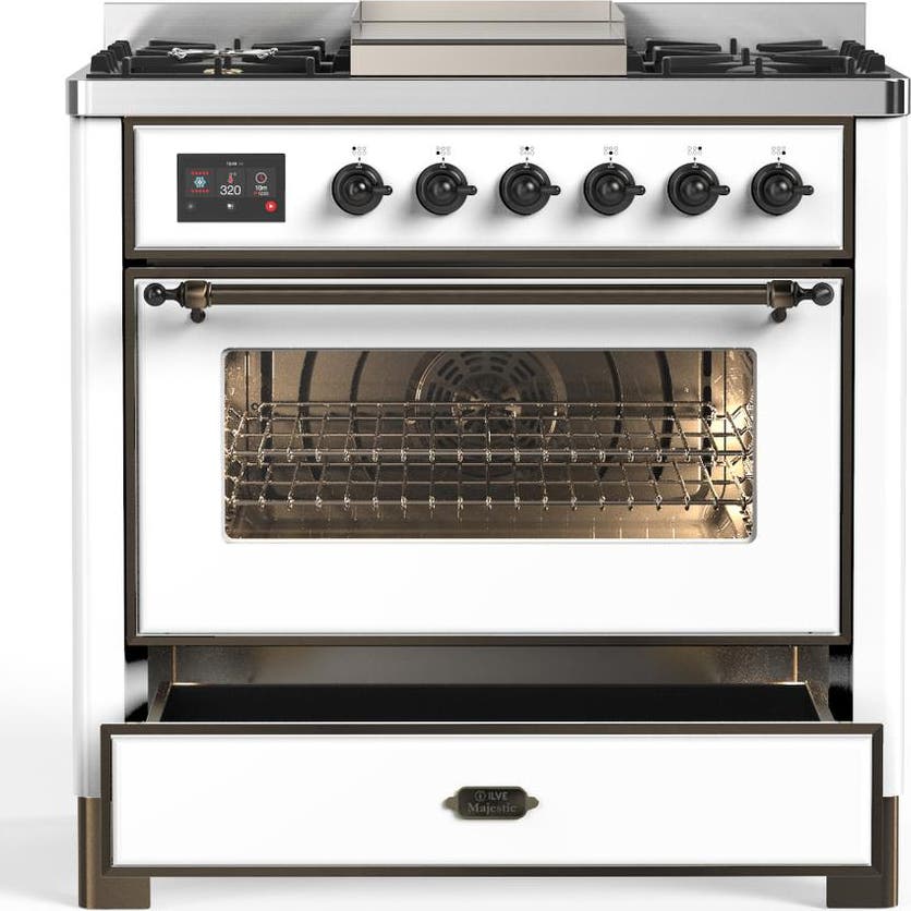 Ilve UM36FNR3WHB White With Burnished Trim, Natural Gas
