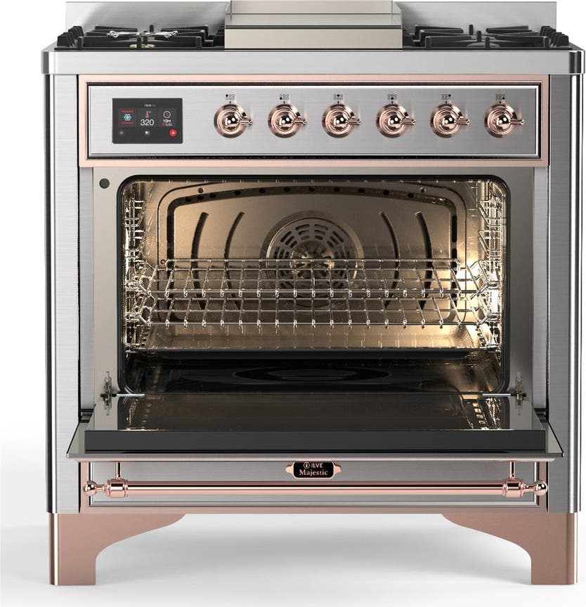 Ilve UM36FNR3SSP Stainless Steel With Copper Trim, Natural Gas