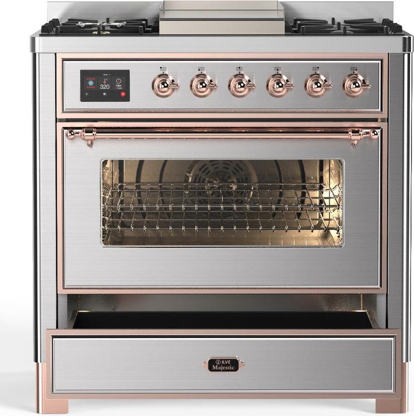 Ilve UM36FNR3SSP Stainless Steel With Copper Trim, Natural Gas