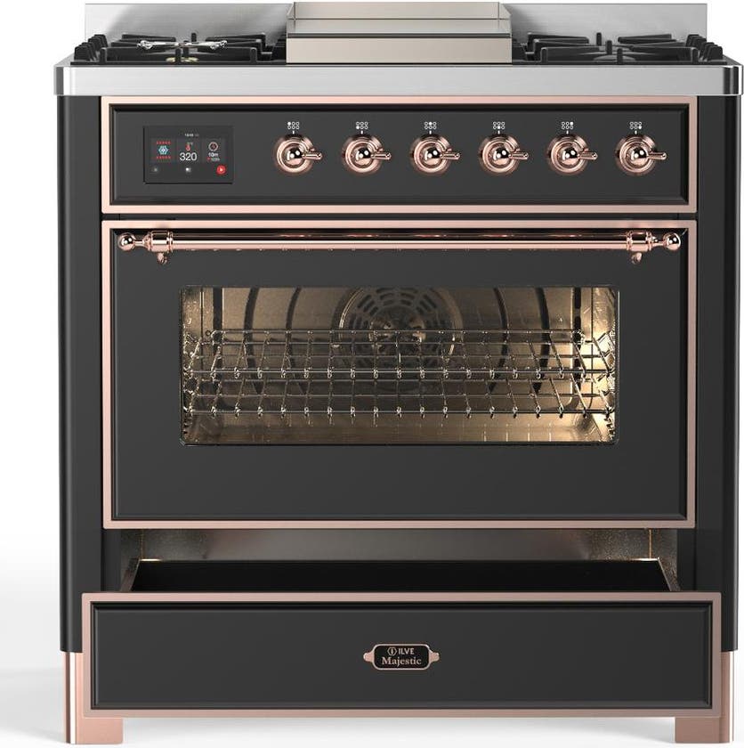 Ilve UM36FNR3MGPLP Matte Graphite With Copper Trim, Liquid Propane