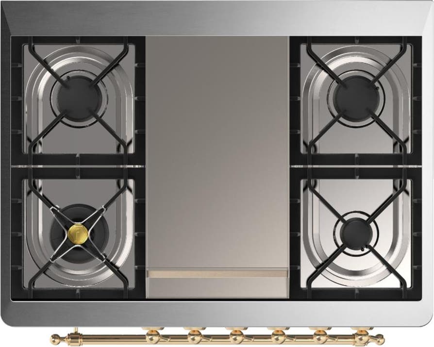 Ilve UM36FNR3MGGLP Matte Graphite With Brass Trim, Liquid Propane