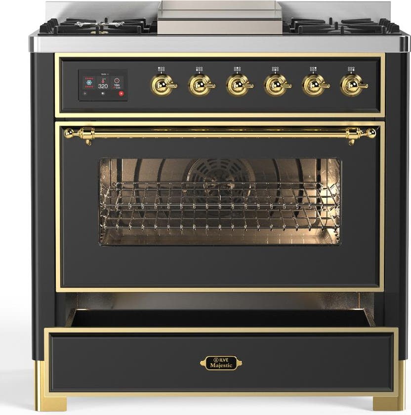 Ilve UM36FNR3MGG Matte Graphite With Brass Trim, Natural Gas