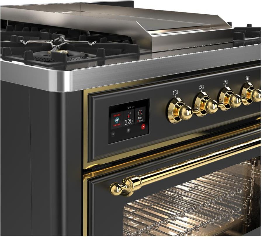 Ilve UM36FNR3MGG Matte Graphite With Brass Trim, Natural Gas