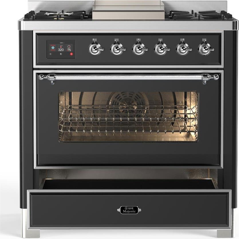 Ilve UM36FNR3MGC Matte Graphite With Chrome Trim, Natural Gas