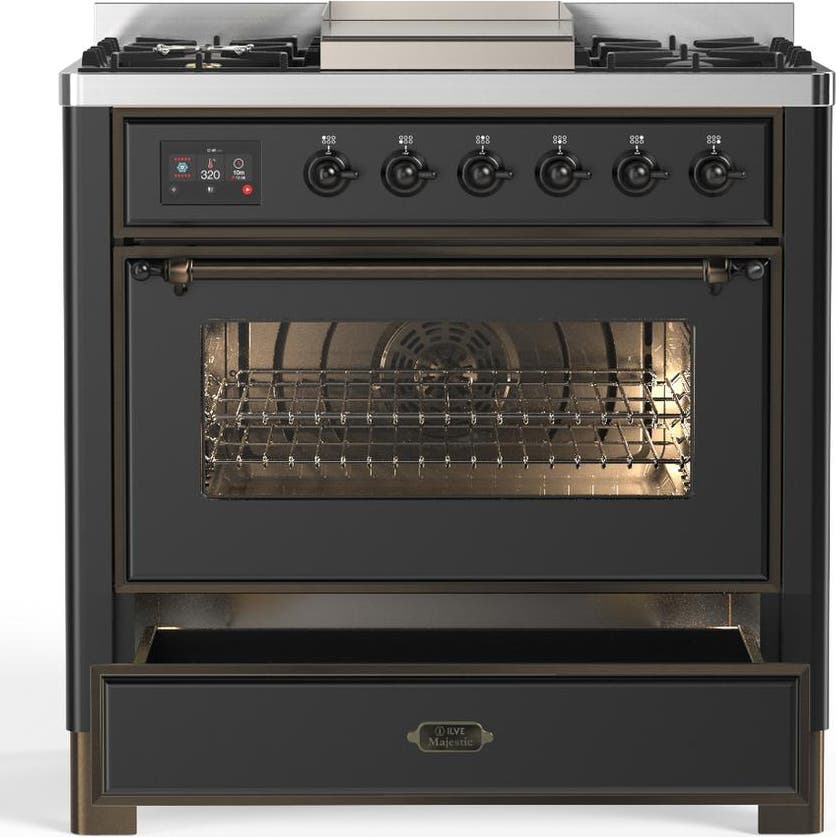 Ilve UM36FNR3MGBLP Matte Graphite With Burnished Trim, Liquid Propane