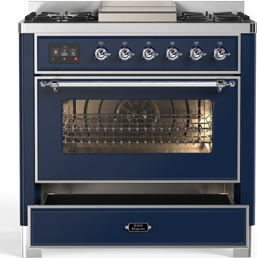 Ilve UM36FNR3MBCLP Midnight Blue With Chrome Trim, Liquid Propane