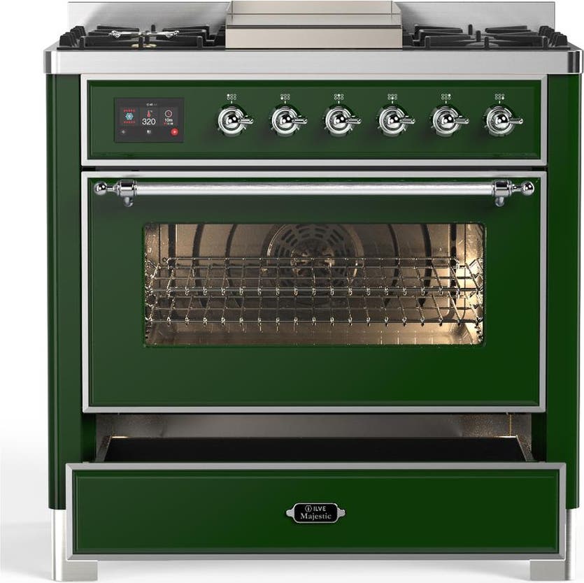 Ilve UM36FNR3EGCLP Emerald Green With Chrome Trim, Liquid Propane