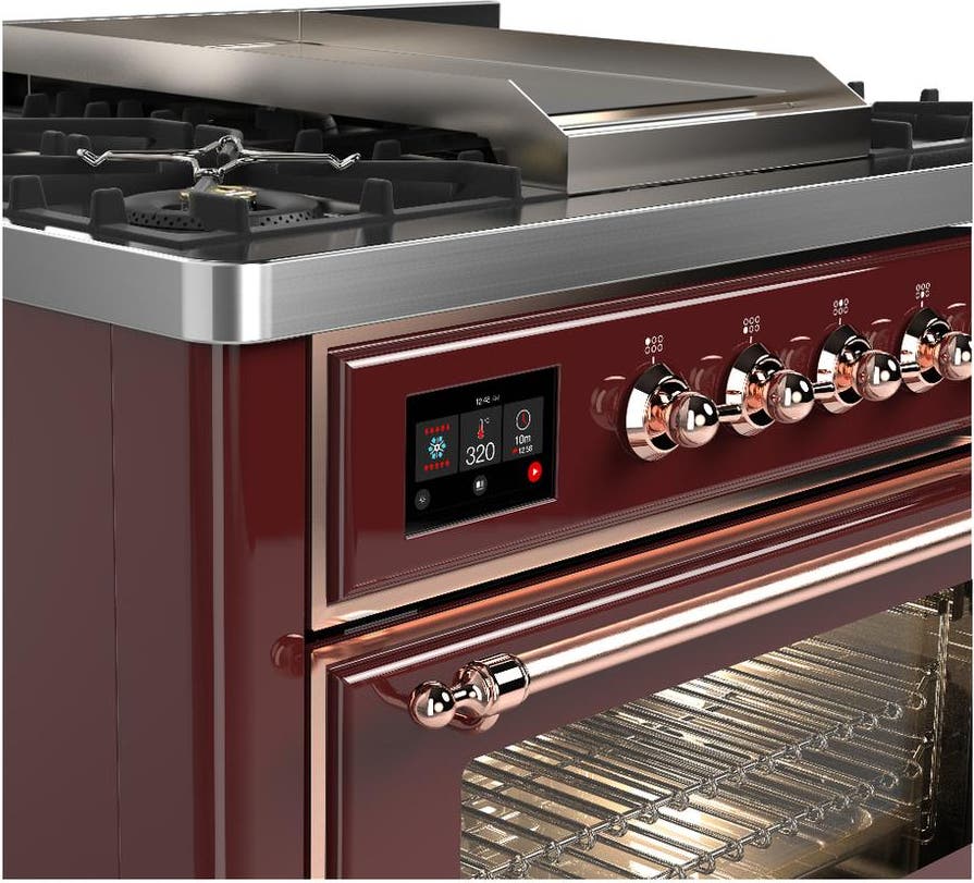 Ilve UM36FNR3BUPLP Burgundy With Copper Trim, Liquid Propane