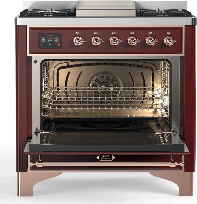 Ilve UM36FNR3BUP Burgundy With Copper Trim, Natural Gas
