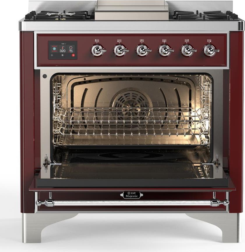 Ilve UM36FNR3BUCLP Burgundy With Chrome Trim, Liquid Propane