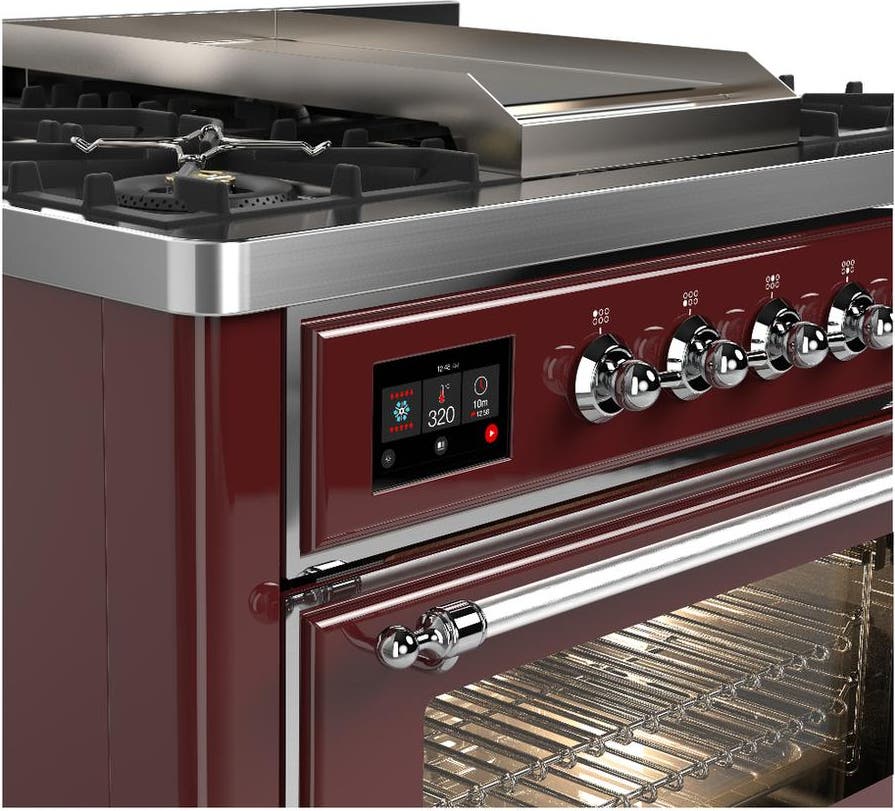 Ilve UM36FNR3BUCLP Burgundy With Chrome Trim, Liquid Propane