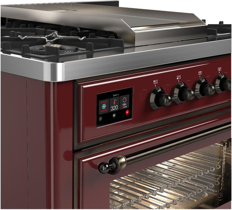 Ilve UM36FNR3BUBLP Burgundy With Burnished Trim, Liquid Propane