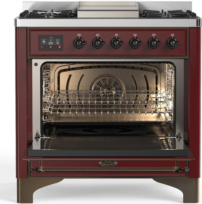 Ilve UM36FNR3BUB Burgundy With Burnished Trim, Natural Gas