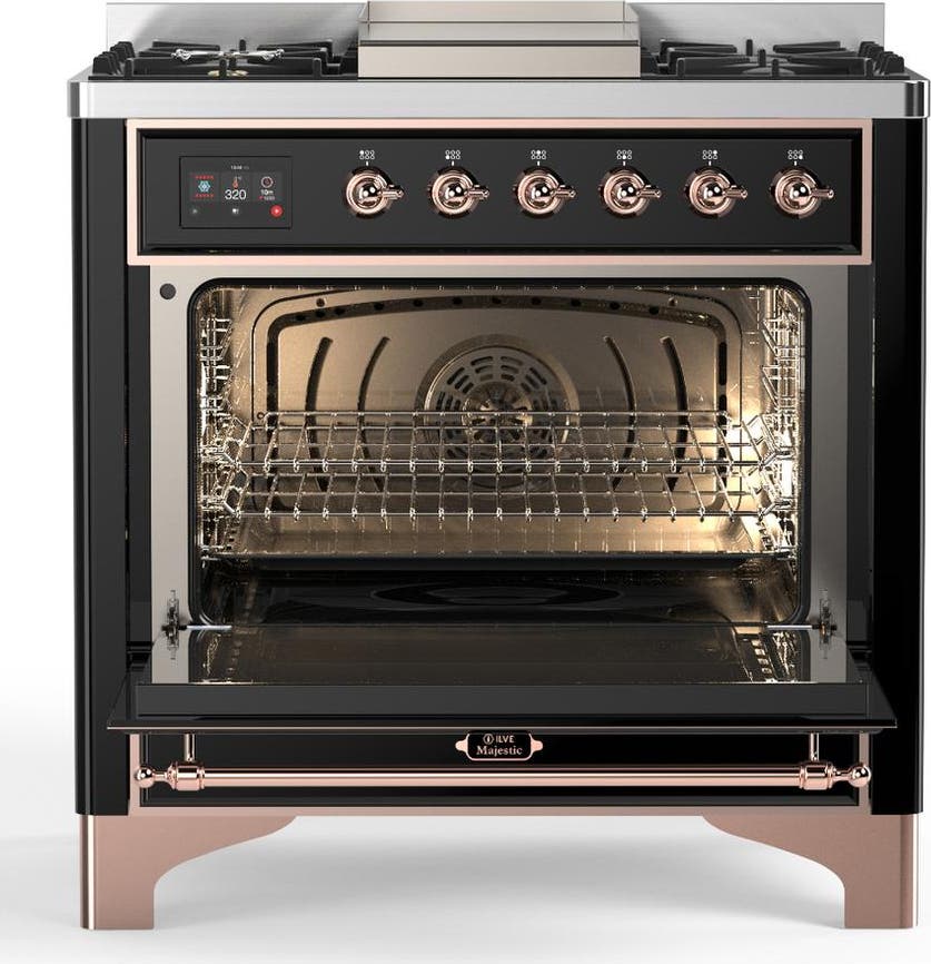 Ilve UM36FNR3BKPLP Glossy Black With Copper Trim, Liquid Propane