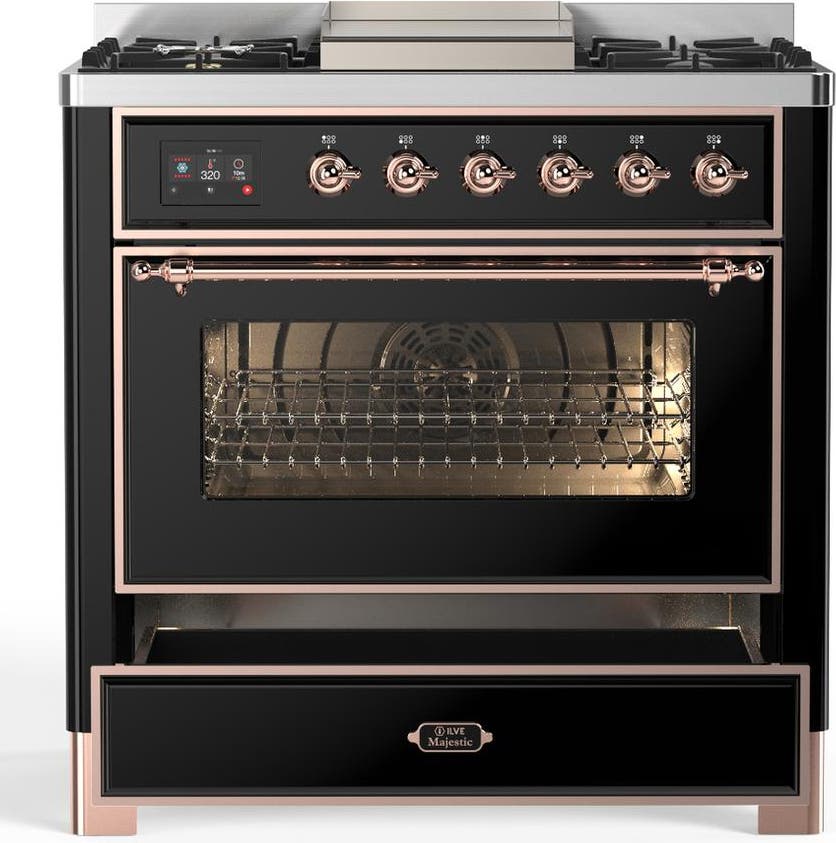Ilve UM36FNR3BKP Glossy Black With Copper Trim, Natural Gas