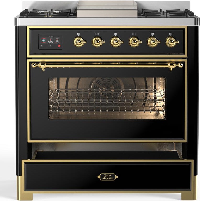 Ilve UM36FNR3BKG ILVE UM36F Majestic III 36 inch Dual Fuel Range