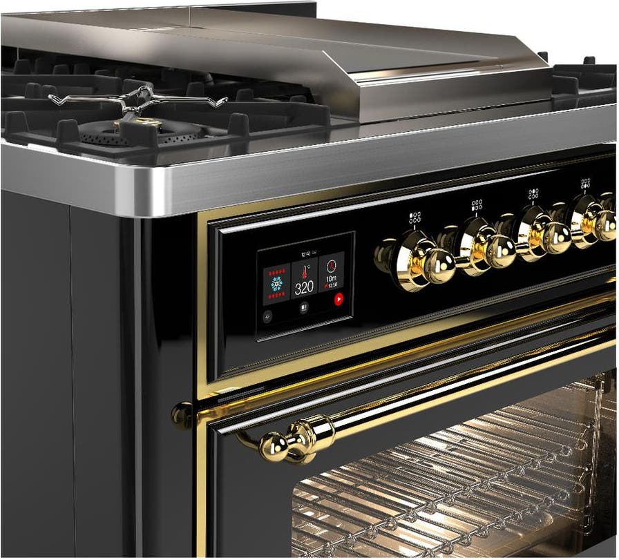 Ilve UM36FNR3BKG Glossy Black With Brass Trim, Natural Gas