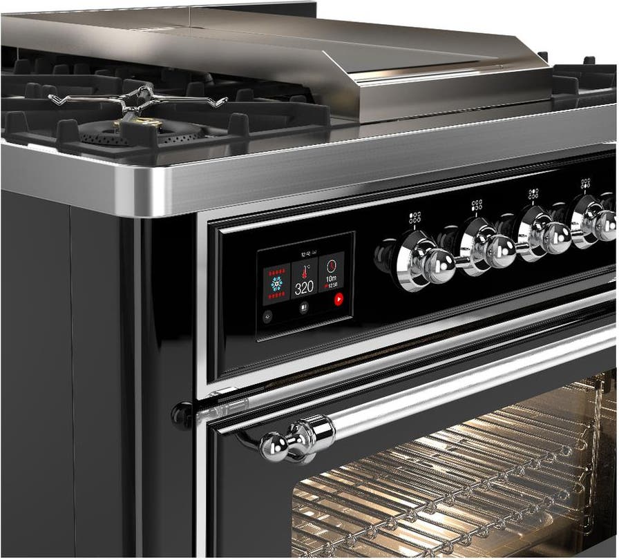 Ilve UM36FNR3BKC Glossy Black With Chrome Trim, Natural Gas