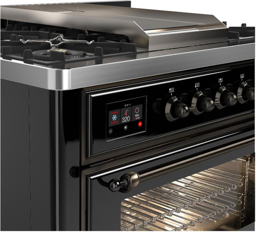 Ilve UM36FNR3BKBLP Glossy Black With Burnished Trim, Liquid Propane