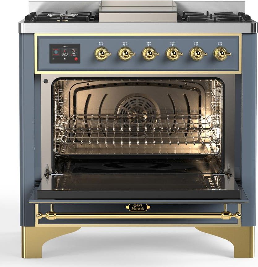 Ilve UM36FNR3BGG Blue Grey With Brass Trim, Natural Gas