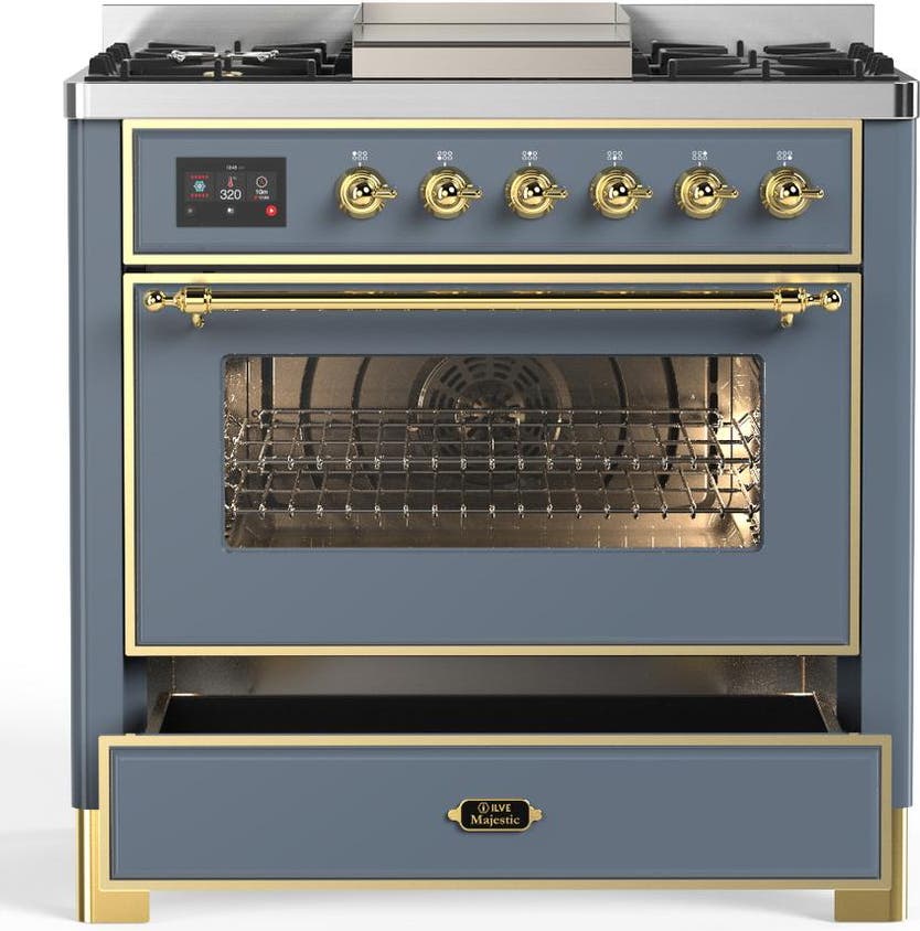 Ilve UM36FNR3BGG Blue Grey With Brass Trim, Natural Gas