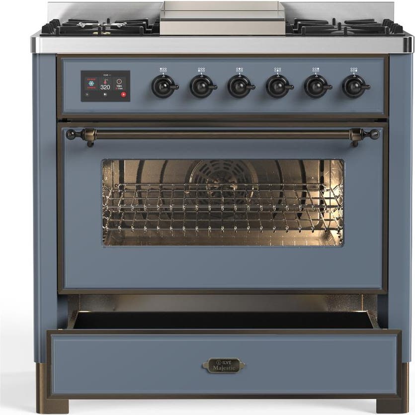 Ilve UM36FNR3BGBLP Blue Grey With Burnished Trim, Liquid Propane
