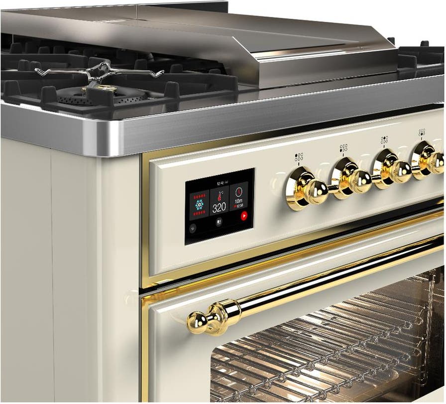 Ilve UM36FNR3AWGLP Antique White With Brass Trim, Liquid Propane