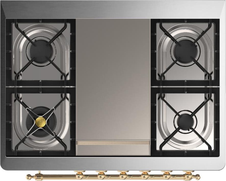 Ilve UM36FNR3AWG Antique White With Brass Trim, Natural Gas