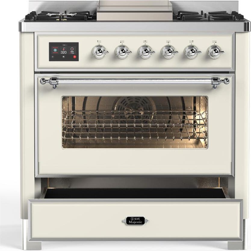 Ilve UM36FNR3AWCLP Antique White With Chrome Trim, Liquid Propane