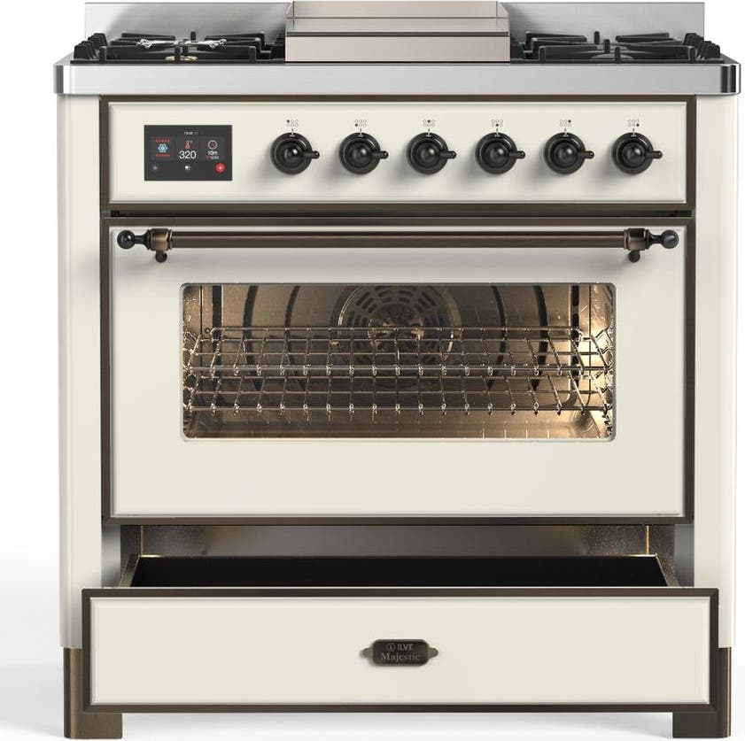 Ilve UM36FNR3AWB Antique White With Burnished Trim, Natural Gas
