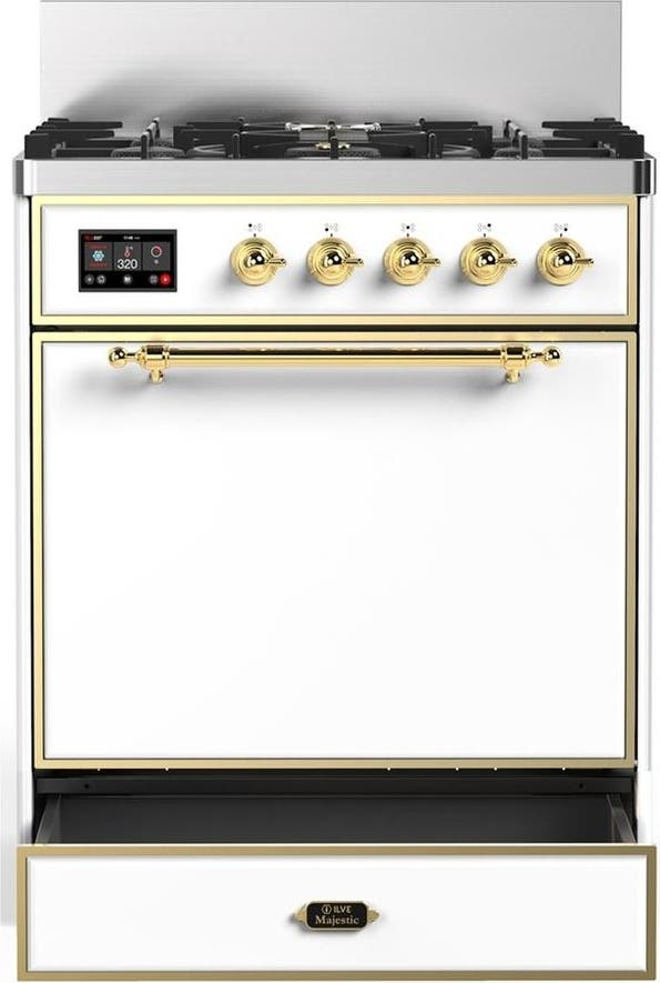 Ilve UM30QNR3WHG White With Brass Trim, Natural Gas