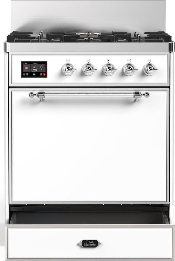 Ilve UM30QNR3WHC White With Chrome Trim, Natural Gas