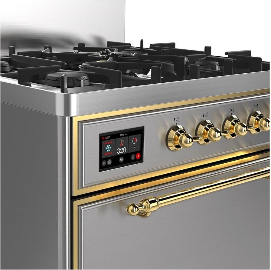 Ilve UM30QNR3SSGLP Stainless Steel With Brass Trim, Liquid Propane