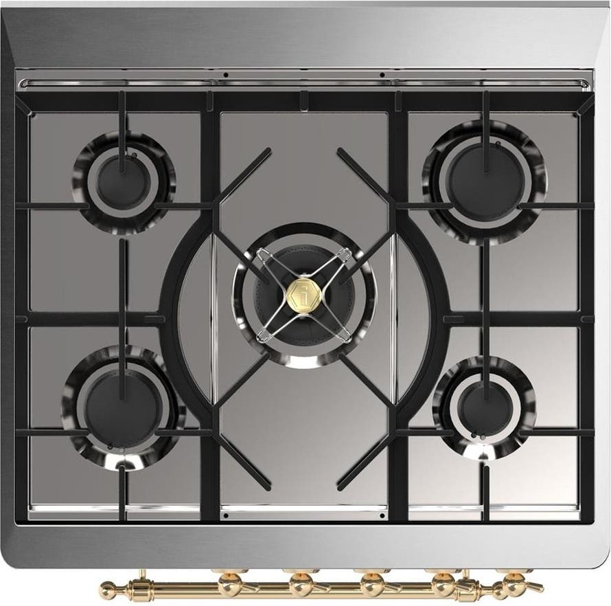 Ilve UM30QNR3SSGLP Stainless Steel With Brass Trim, Liquid Propane