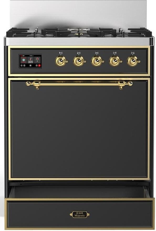 Ilve UM30QNR3MGG Matte Graphite With Brass Trim, Natural Gas