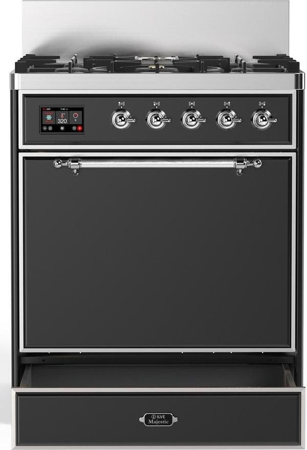 Ilve UM30QNR3MGCLP Matte Graphite With Chrome Trim, Liquid Propane