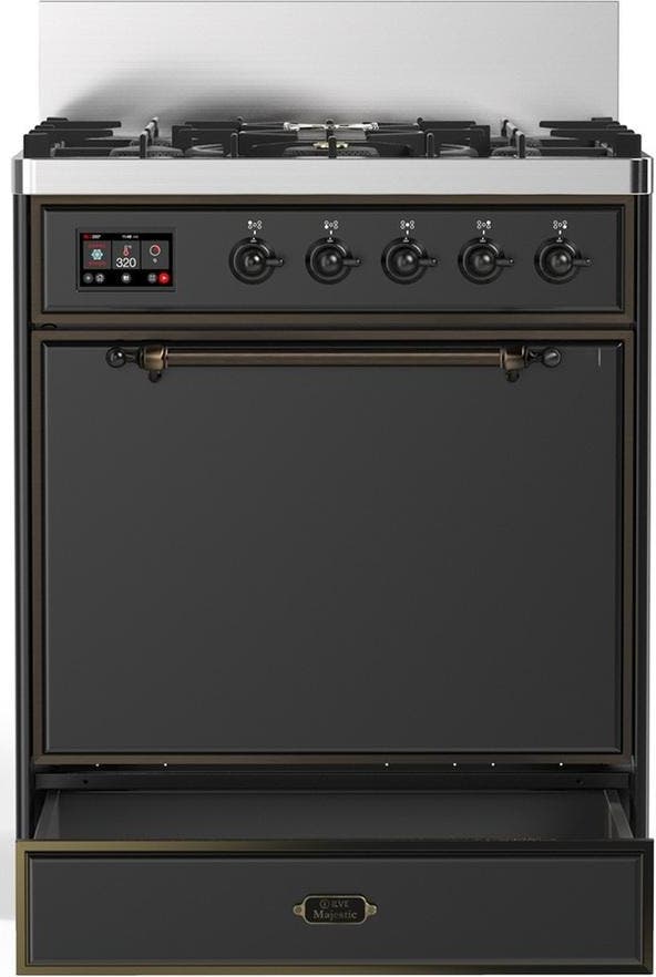 Ilve UM30QNR3MGB Matte Graphite With Burnished Trim, Natural Gas
