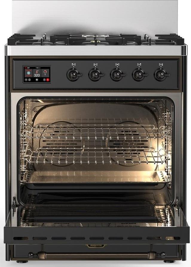 Ilve UM30QNR3MGB Matte Graphite With Burnished Trim, Natural Gas